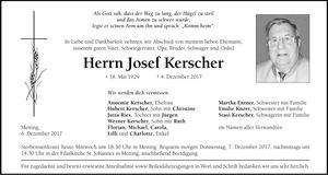 Traueranzeige Josef Kerscher