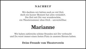 Traueranzeige Marianne Wiener