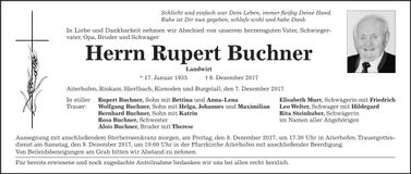Traueranzeige Rupert Buchner