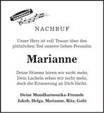 Traueranzeige Marianne Wiener