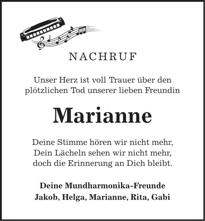 Traueranzeige Marianne Wiener