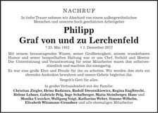 Traueranzeige Philipp Lerchenfeld