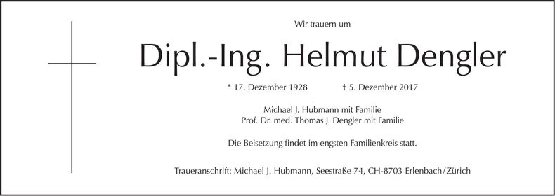 Traueranzeige Helmut Dengler