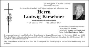Traueranzeige Ludwig Kirschner