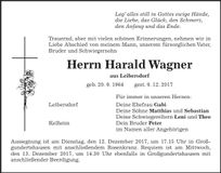 Traueranzeige Harald Wagner