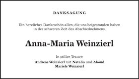 Traueranzeige Anna-Maria Weinzierl