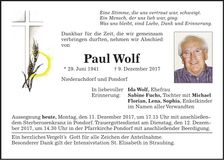 Traueranzeige Paul Wolf