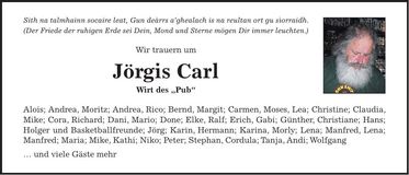 Traueranzeige Carl Jörgis