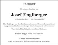 Traueranzeige Josef Englberger