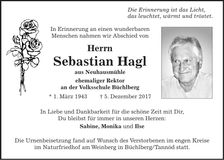 Traueranzeige Sebastian Hagl