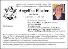Traueranzeige Angelika Floeter