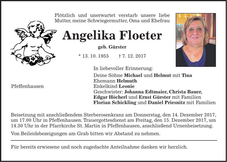 Traueranzeige Angelika Floeter