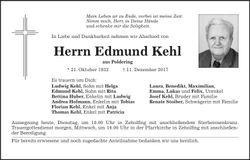 Traueranzeige Edmund Kehl