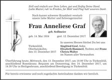 Traueranzeige Anneliese Graf
