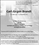 Traueranzeige Carl-Jürgen Brandt