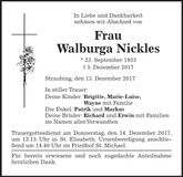 Traueranzeige Walburga Nickles