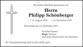 Traueranzeige Philipp Schönberger