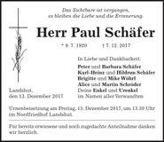 Traueranzeige Paul Schäfer