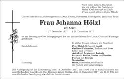 Traueranzeige Johanna Hölzl