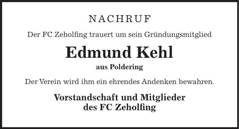 Traueranzeige Edmund Kehl