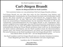 Traueranzeige Carl-Jürgen Brandt