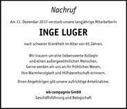 Traueranzeige Inge Luger