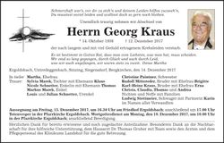 Traueranzeige Georg Kraus