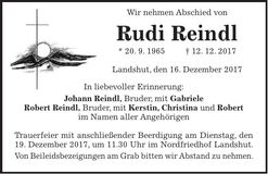 Traueranzeige Rudi Reindl