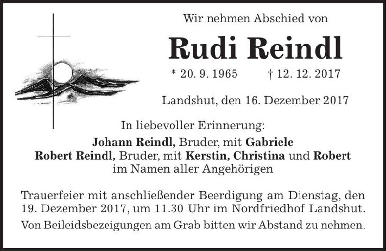 Traueranzeige Rudi Reindl