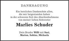 Traueranzeige Marliese Schuder