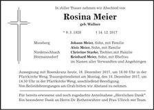 Traueranzeige Rosina Meier