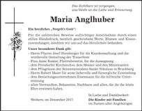 Traueranzeige Maria Anglhuber