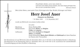 Traueranzeige Josef Auer