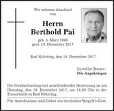 Traueranzeige Berthold Pai