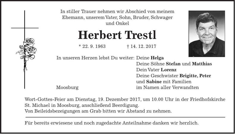 Traueranzeige Herbert Trestl