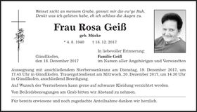 Traueranzeige Rosa Geiß