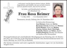 Traueranzeige Rosa Reimer
