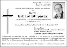 Traueranzeige Erhard Stuparek
