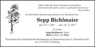 Traueranzeige Sepp Bichlmaier
