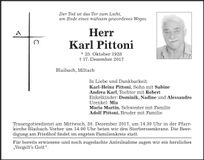 Traueranzeige Karl Pittoni