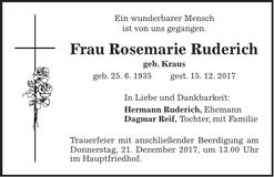 Traueranzeige Rosemarie Ruderich