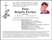 Traueranzeige Brigitte Fischer