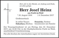 Traueranzeige Josef Heinz