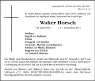 Traueranzeige Walter Horsch