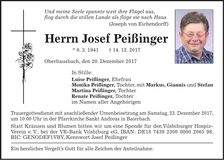 Traueranzeige Josef Peißinger