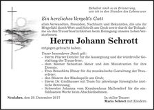Traueranzeige Johann Schrott