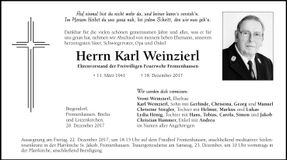 Traueranzeige Karl Weinzierl