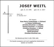 Traueranzeige Josef Weitl