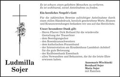 Traueranzeige Ludmilla Sojer
