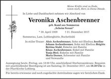 Traueranzeige Veronika Aschenbrenner
